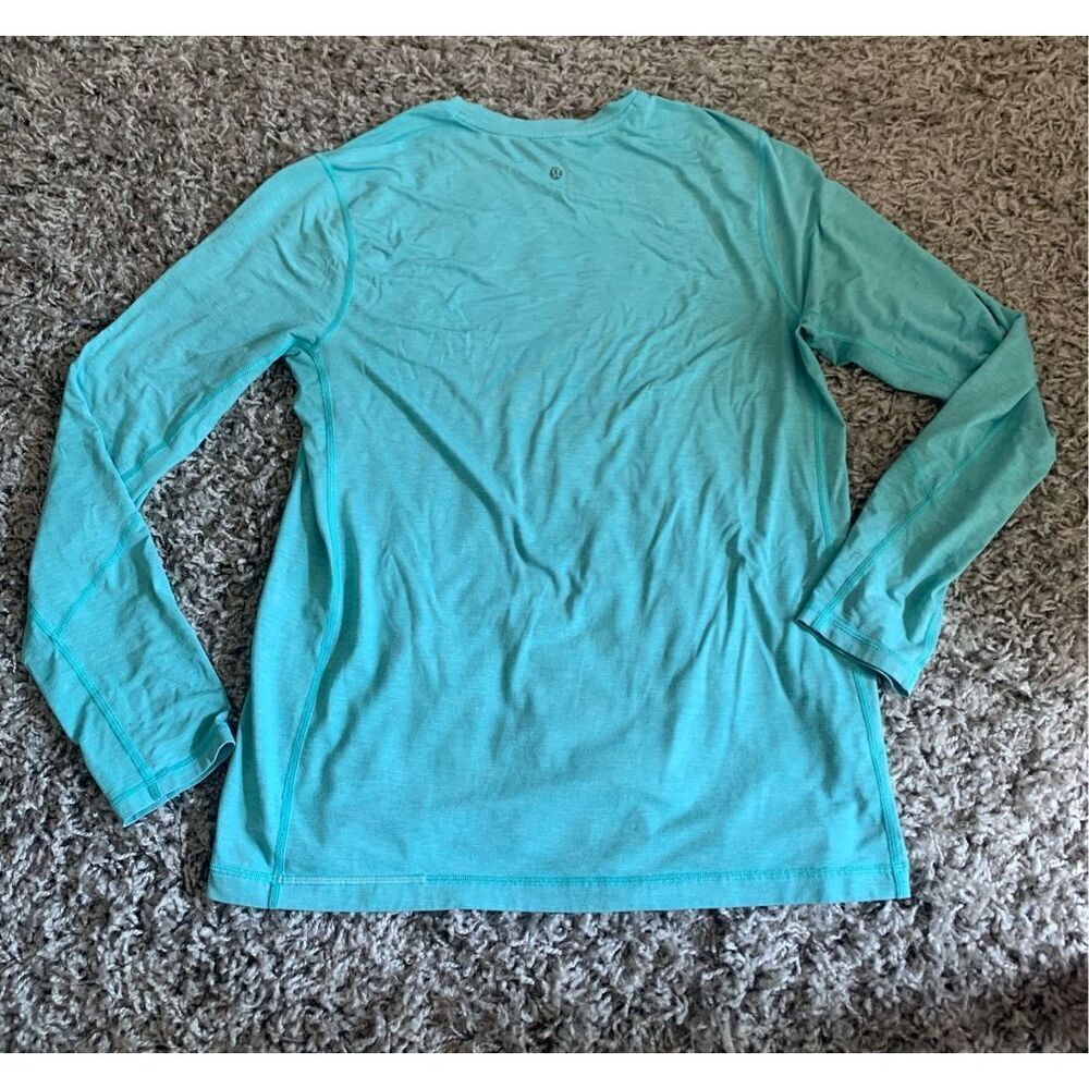 Lululemon Metal Vent Tech blue SEAMLESS LONG SLEEVE SHIRT sz L STAINS